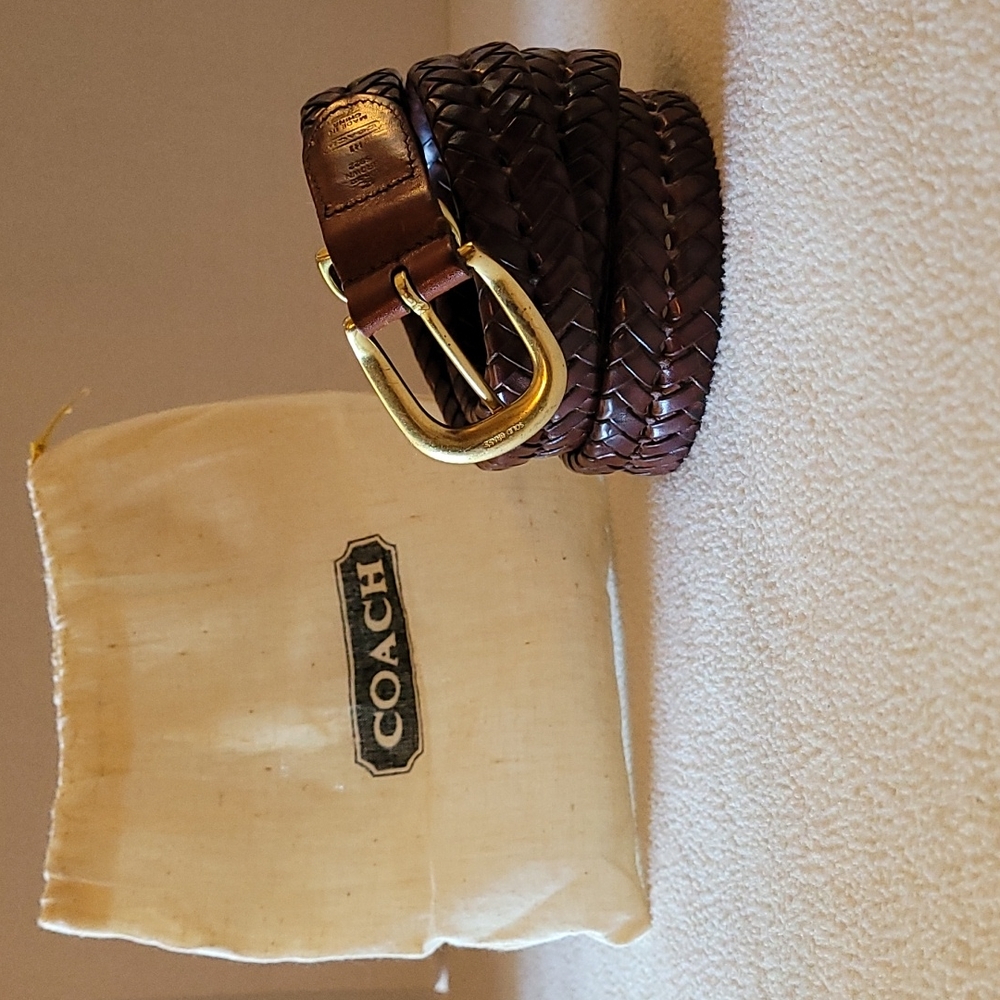 Coach Men's Braided Woven Leather Belt